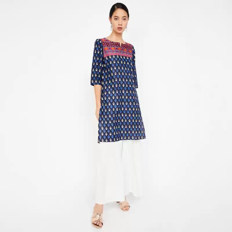 MeLANgE By Lifestyle  Women Printed Pure Cotton Straight Kurta