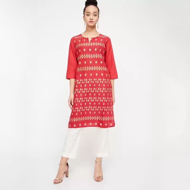 MeLANgE By Lifestyle  Women Printed Pure Cotton Straight Kurta