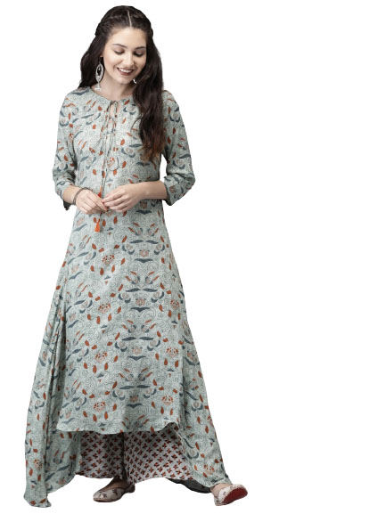 Anouk Women Green Printed Kurta