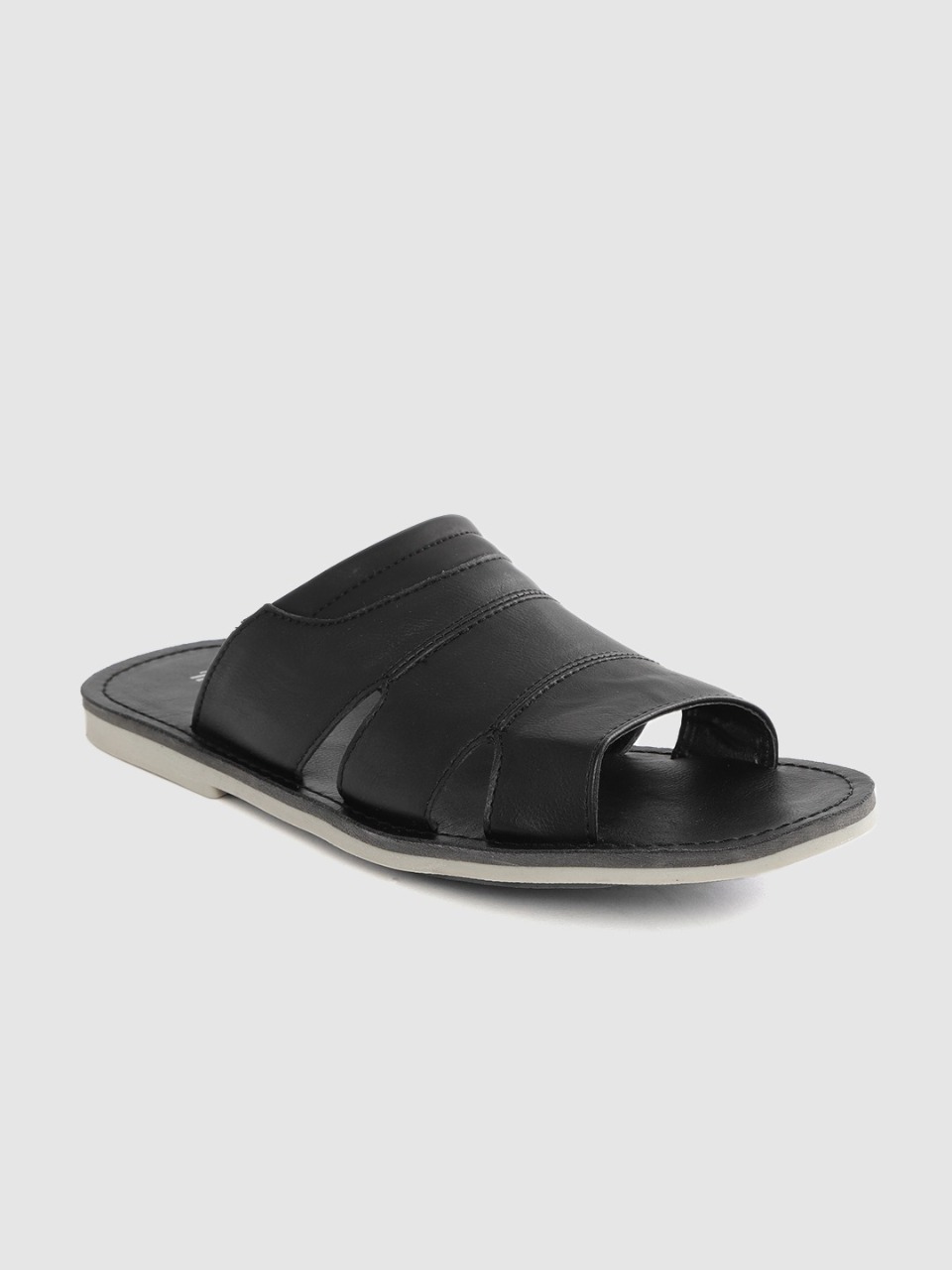 Roadster Men Black Solid Comfort Sandals