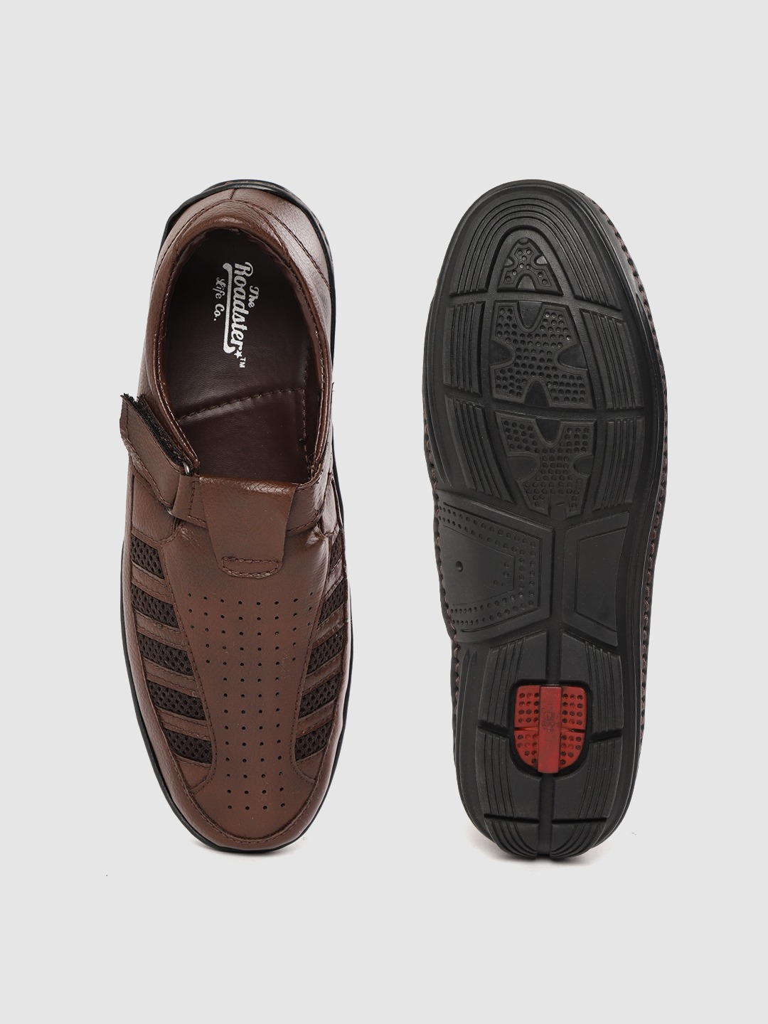 Roadster Men Brown Perforated Shoe-Style Sandals