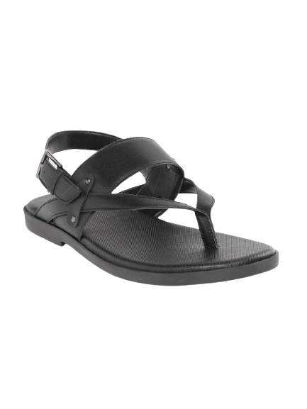 Mast & Harbour Men Black Solid Comfort Sandals