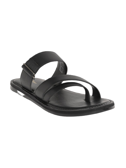 Mast & Harbour Men Black Solid One Toe Comfort Sandals