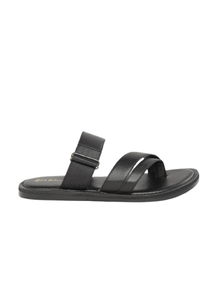 Mast & Harbour Men Black Solid One Toe Comfort Sandals