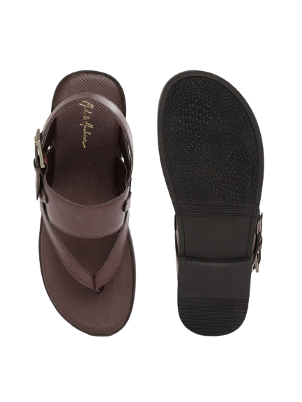  Mast & Harbour Men Coffee Brown Solid Comfort Sandals