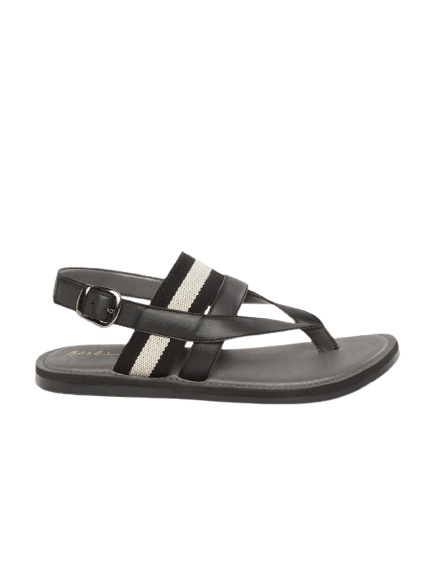 Mast & Harbour Men Black & White Striped Comfort Sandals