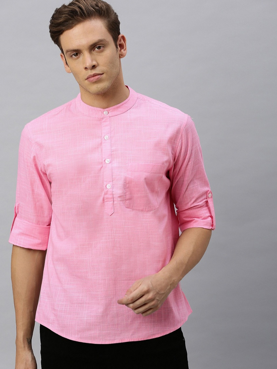  Anouk Men Pink Solid Straight Kurta