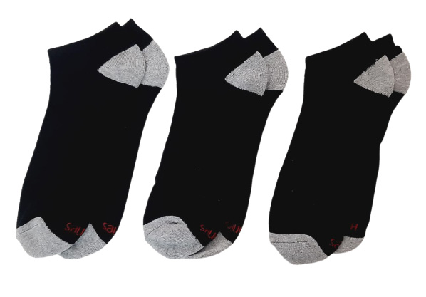 Hanes Premium Cool Comfort Black & Grey Men's Ankle Socks-Pack of 3