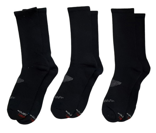 Hanes X-Temp Cool Comfort Black Men's Crew Socks-Pack of 3