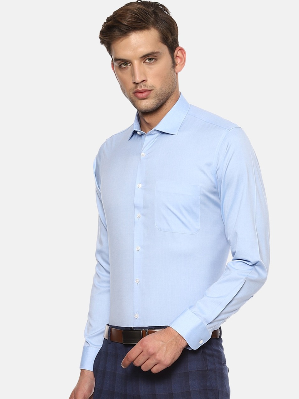 Van Heusen Men Blue Slim Fit Solid Formal Shirt