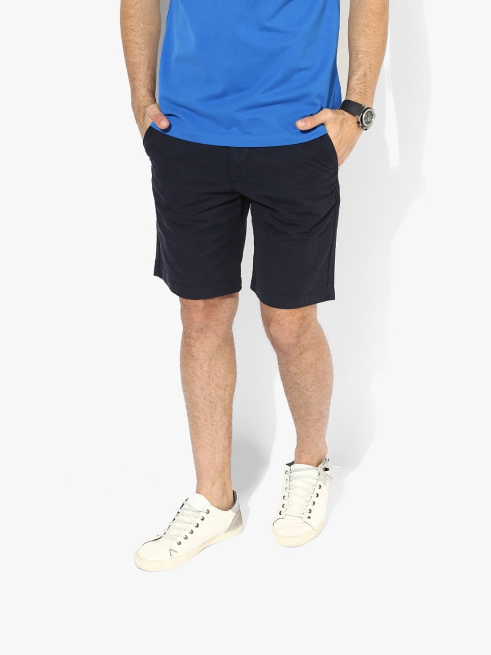 Pepe Jeans Navy Blue Solid Shorts