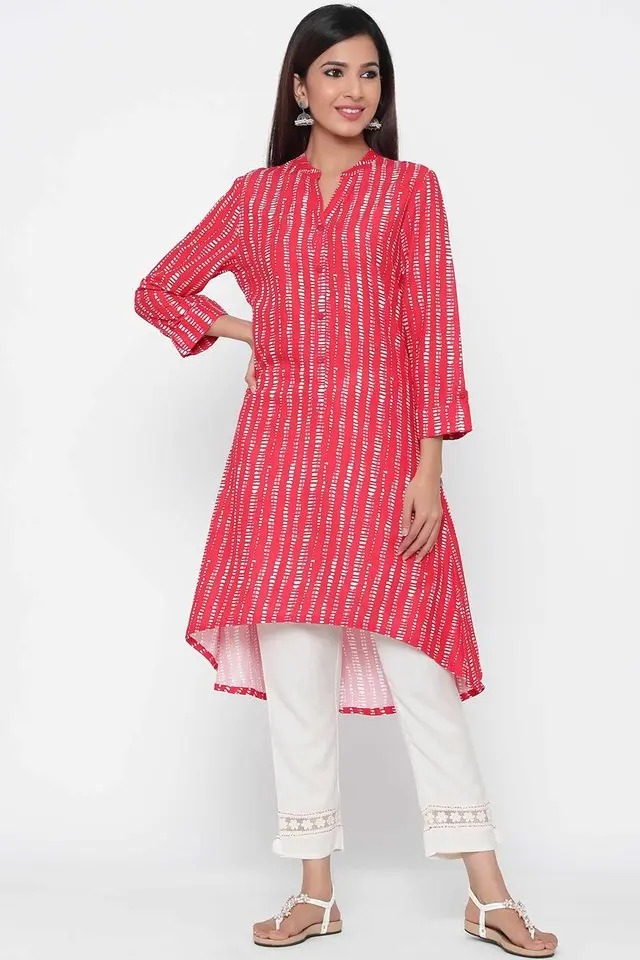 Juniper Womens Rayon Printed High-Low Kurta