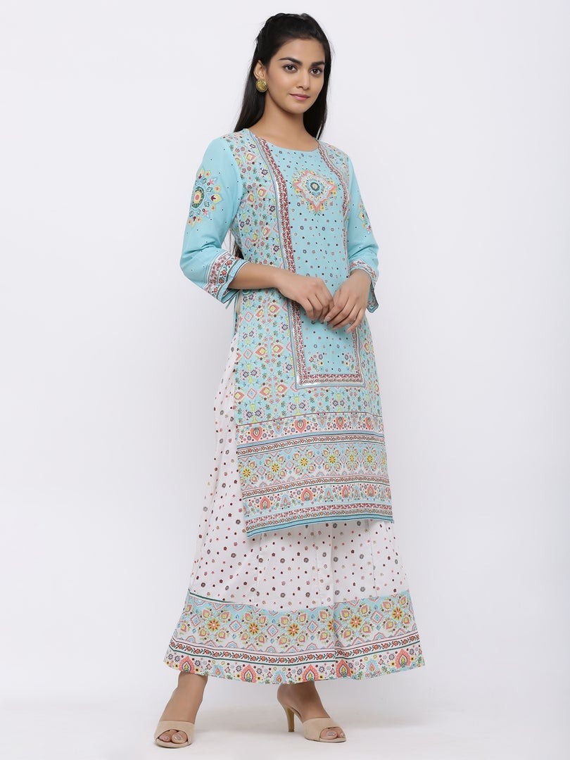 Juniper  Women Self Design Cambric Straight Kurta