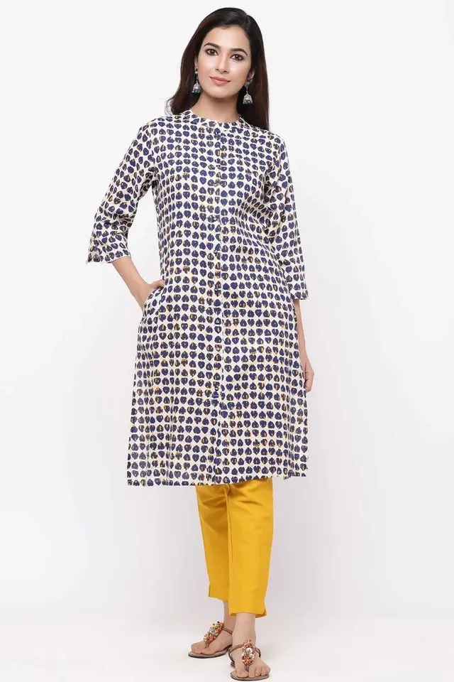 Juniper Womens Rayon Printed A-Line Kurta With Pocket