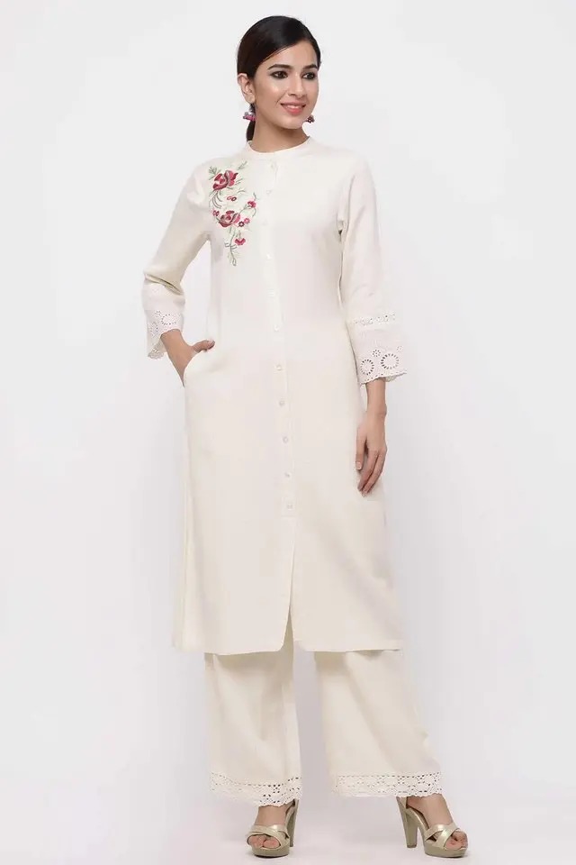 Juniper Womens Rayon Flex Embroidered A-Line Kurta With Pocket