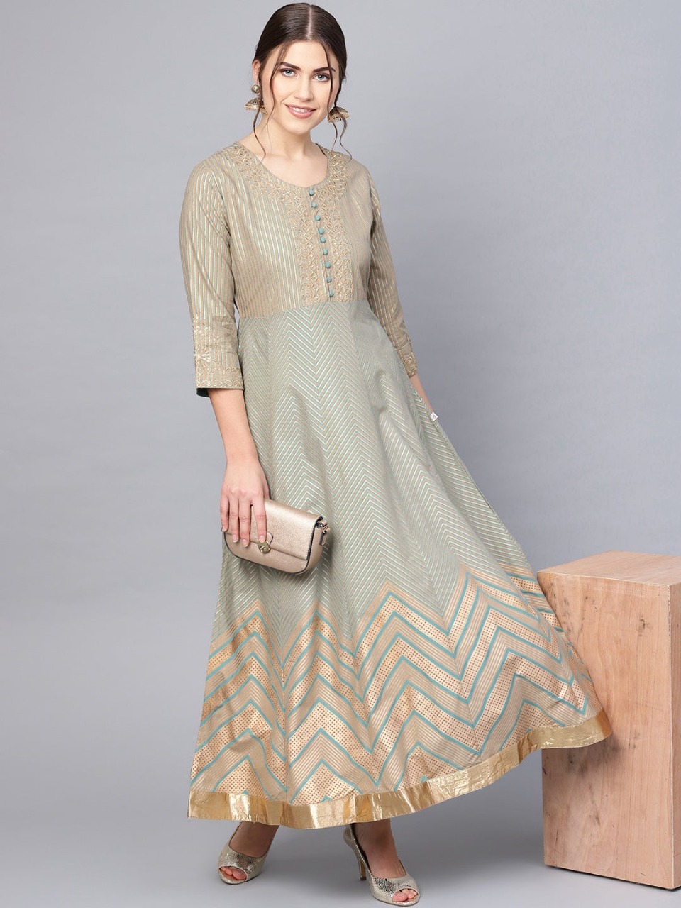 Juniper Rayon Printed Anarkali Kurta Dress