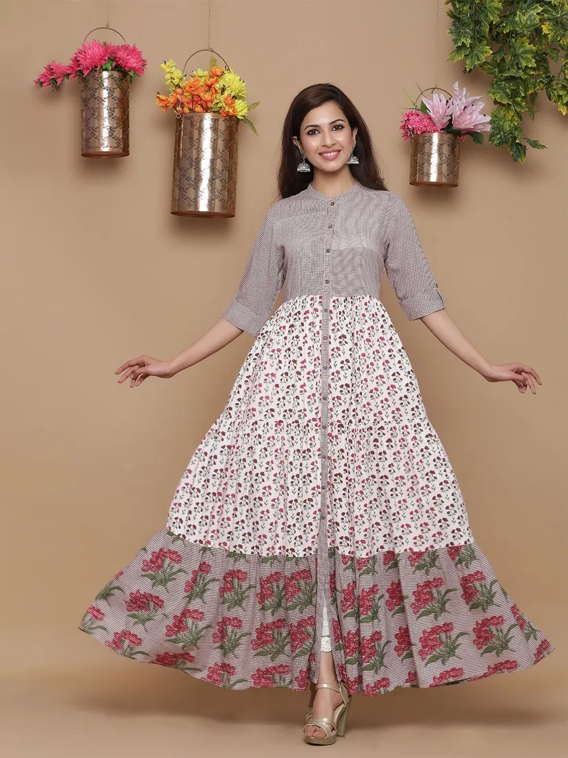 Juniper Rayon Printed Tiered Kurta Dress