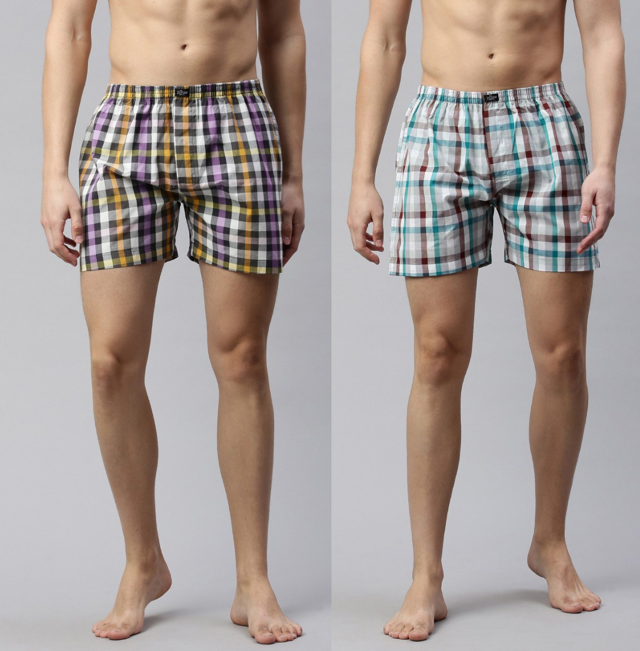  Roadster Men's Checked Pure Cotton Boxers-Pack of 2