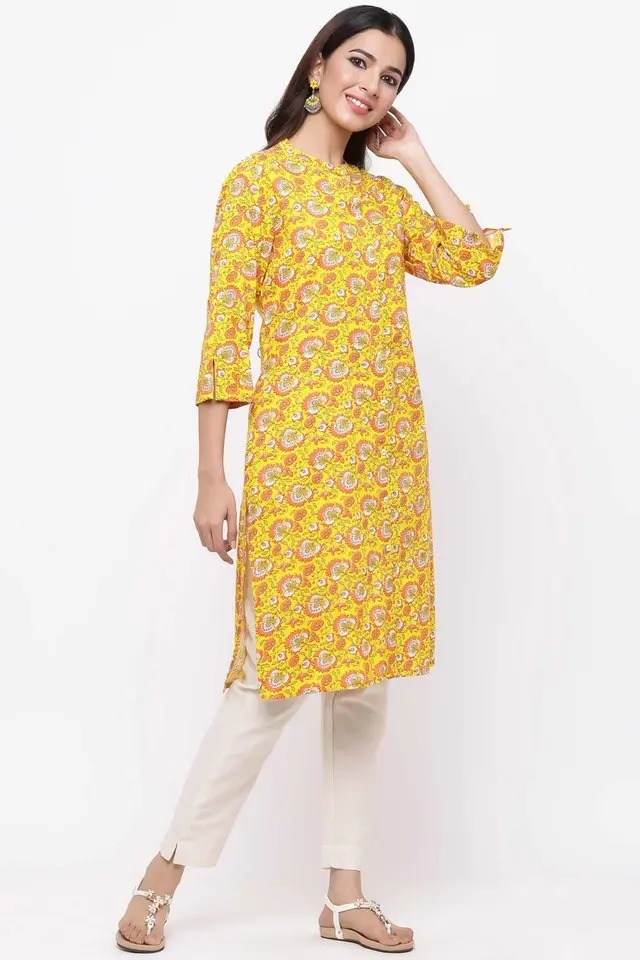 Juniper Womens Rayon Printed A-Line Kurta With Pocket