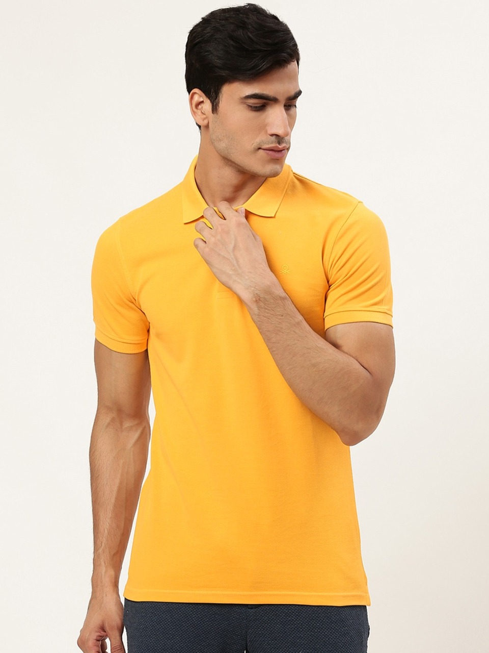 United Colors of Benetton Men Solid Polo Collar Pure Cotton T-shirt