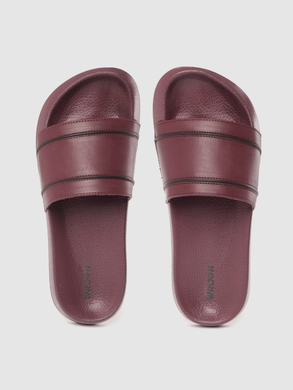 WROGN Men Solid Sliders with Striped Detail