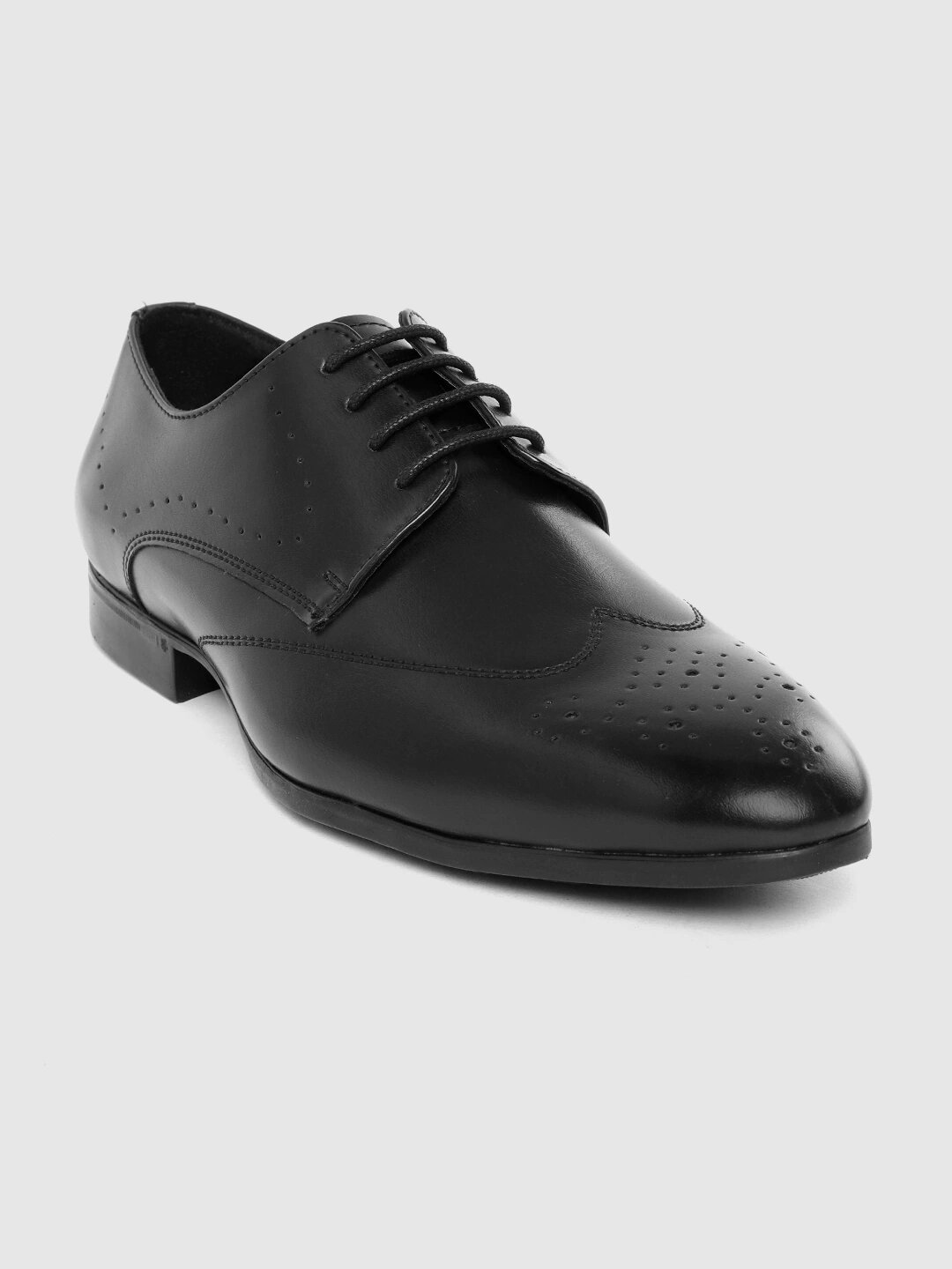 INVICTUS Men Black Formal Derbys With Perforated Detail