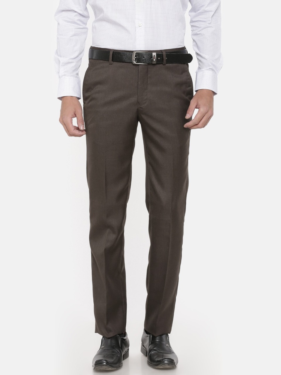 People Men Custom Slim Fit Solid Formal Trousers