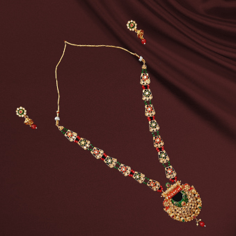 Jack Williams Red Green Imitation Kundan Necklace Set