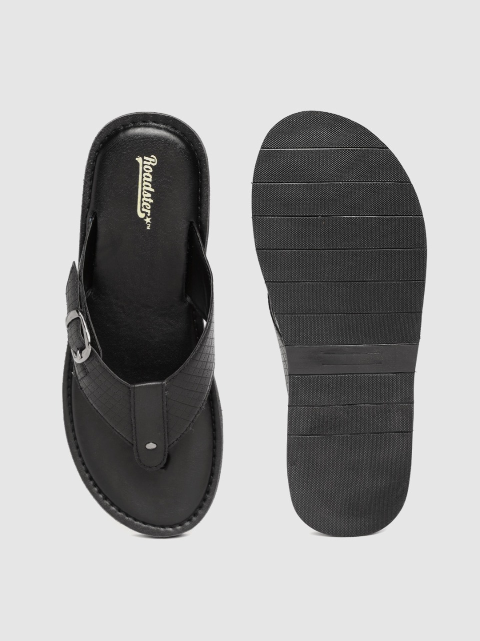 Roadster The Lifestyle Co Men Checked Comfort Sandals with Buckle Detail