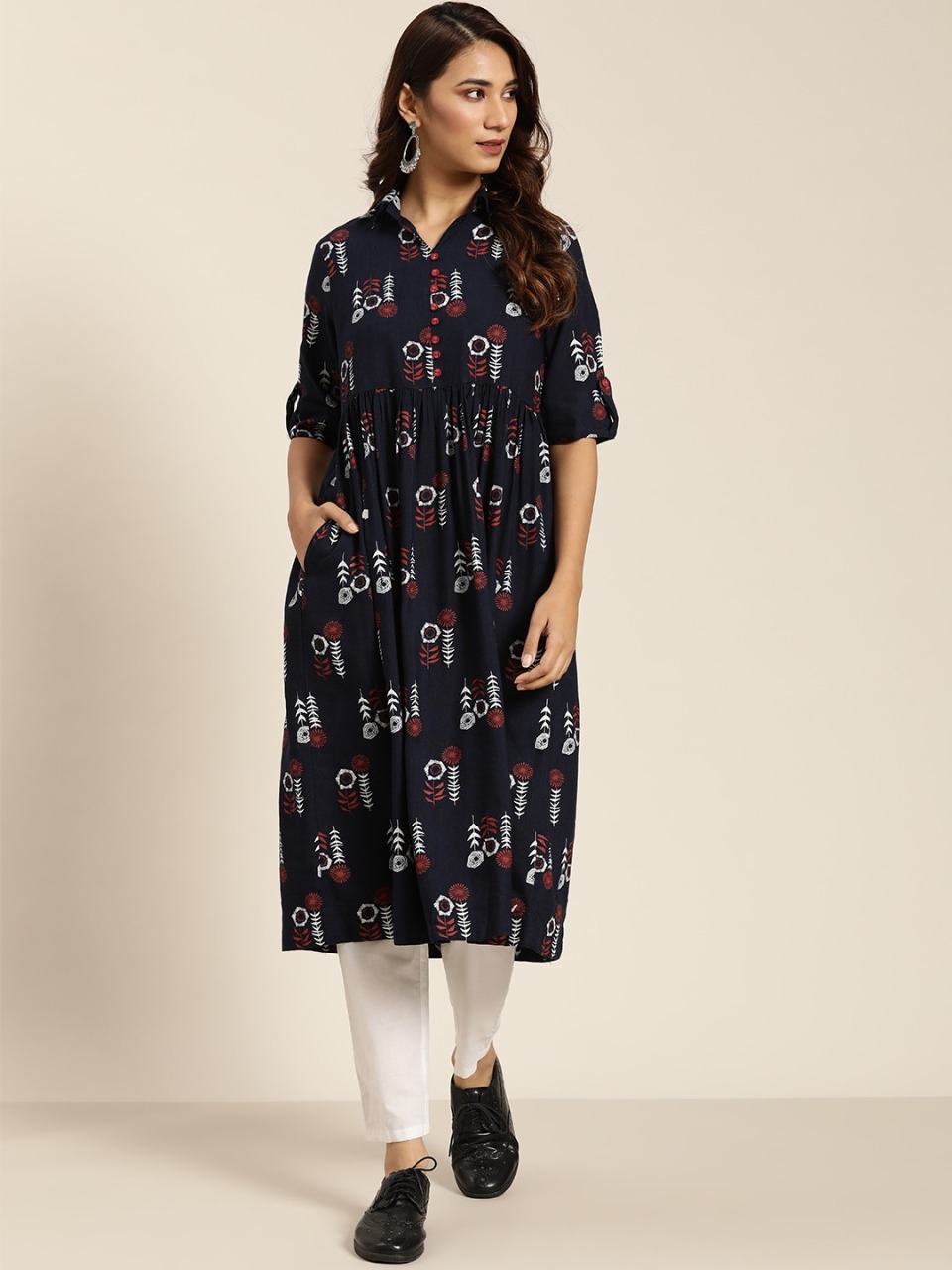 Sangria Women Ethnic Motif Print A-Line Kurta