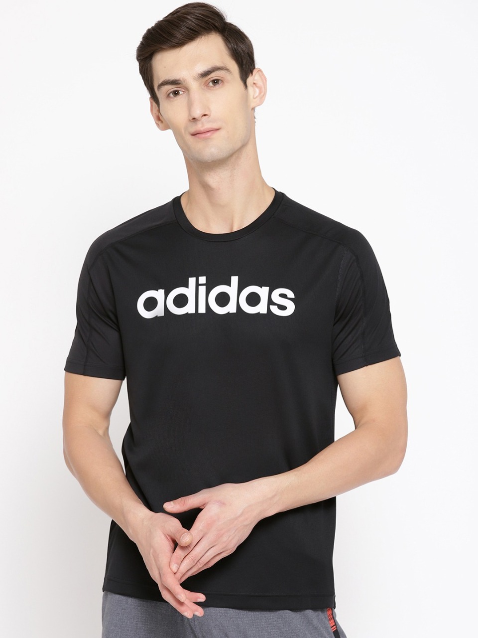 ADIDAS Men D2M Cool Logo Round Neck T-shirt