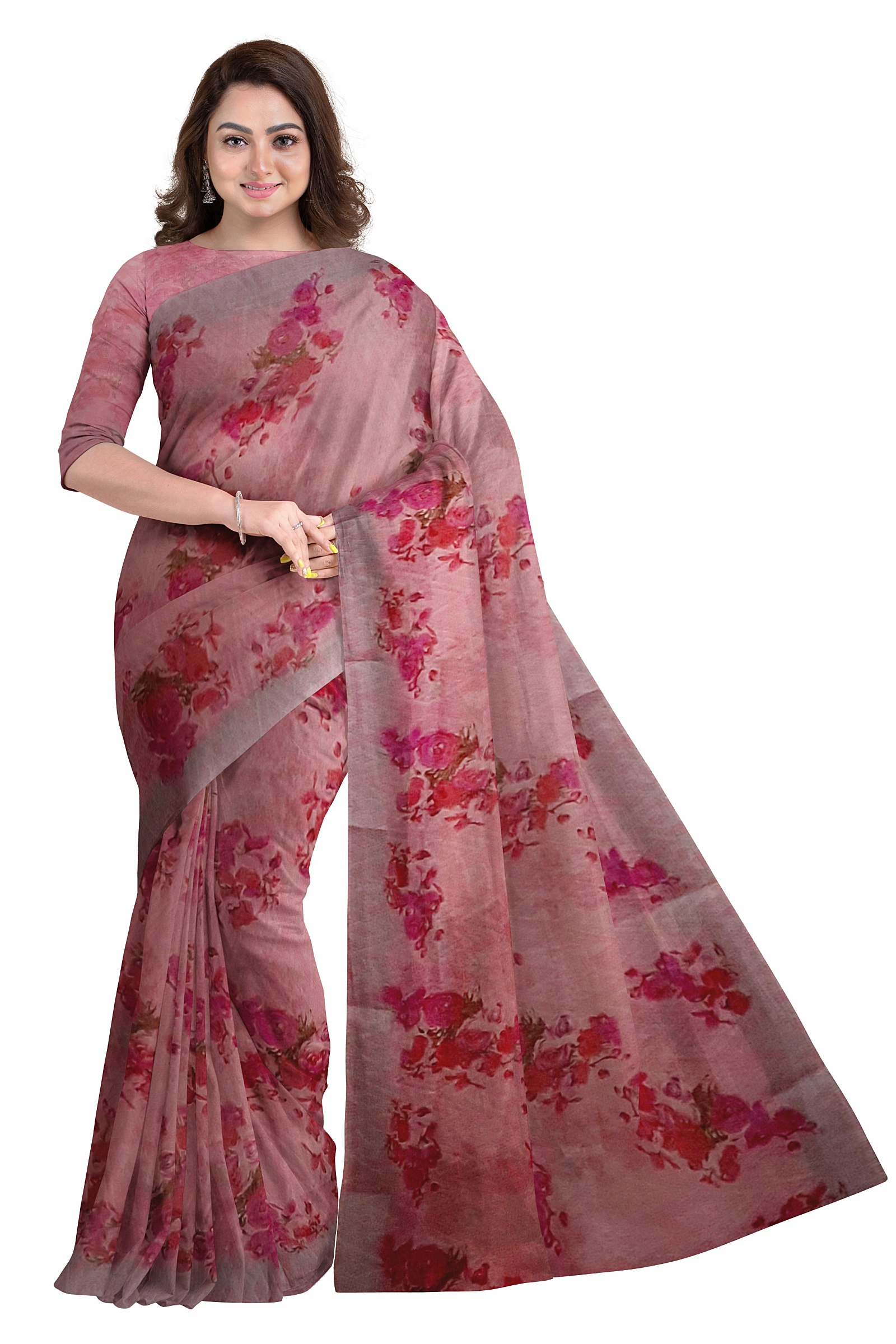 Jack Williams Floral Printed Cotton Saree