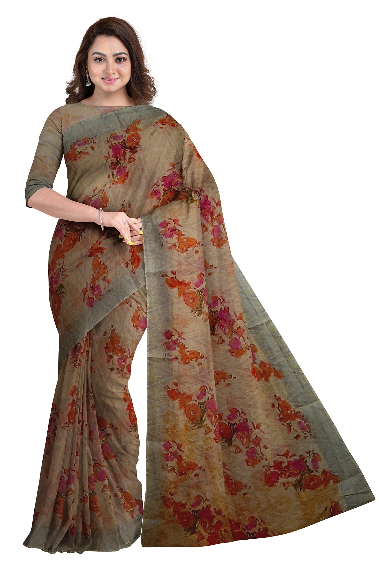 Jack Williams Floral Printed Cotton Saree