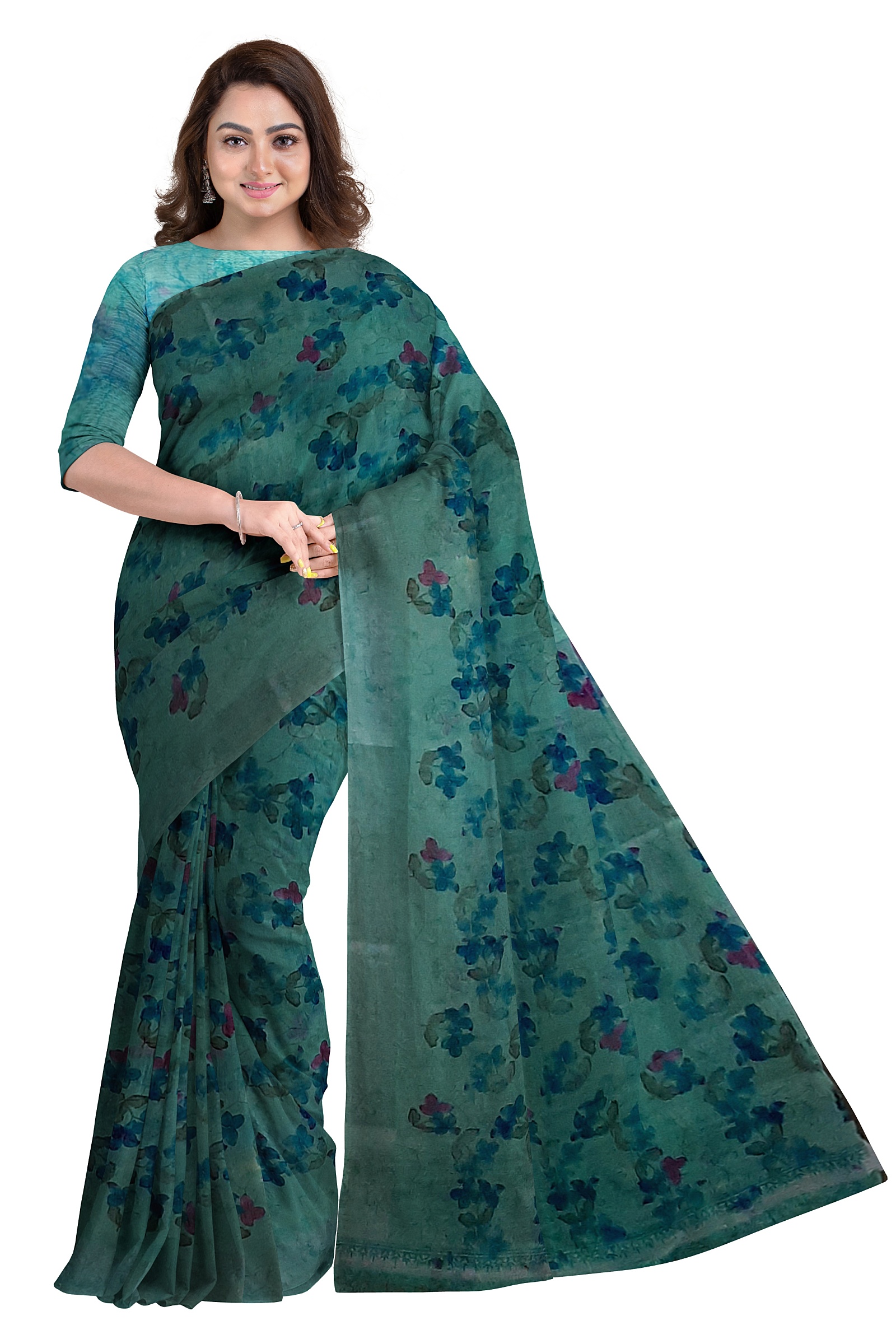 Jack Williams Floral Printed Cotton Saree