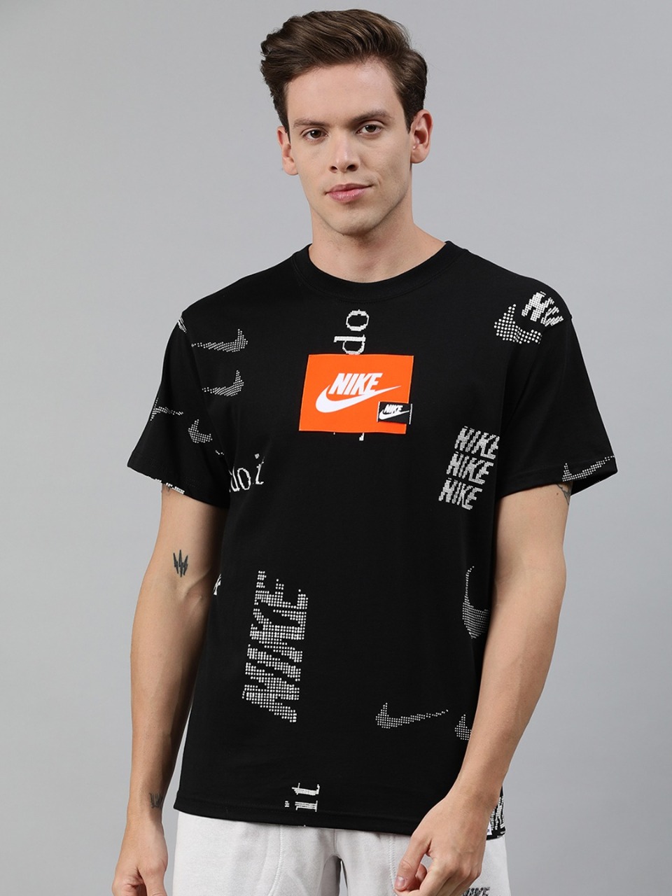 Nike Men Black Printed Round Neck T-shirt