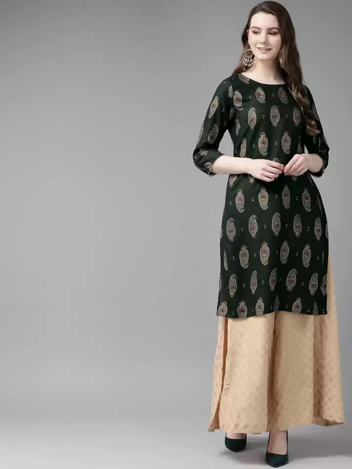 Juniper  Women Paisley Rayon Straight Kurta