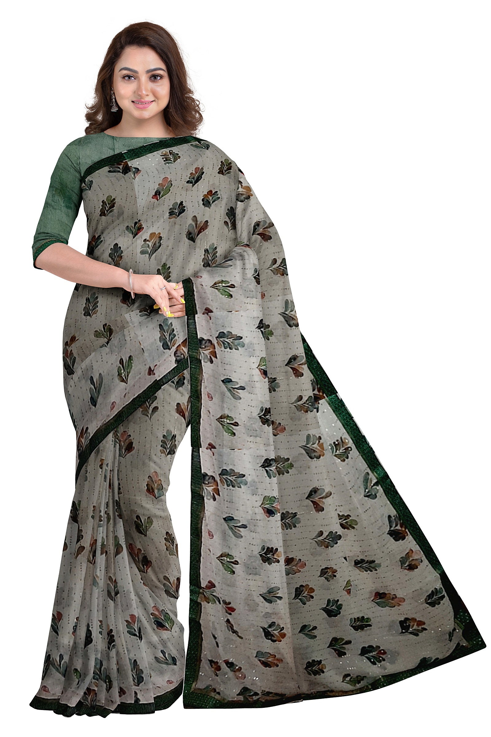 Jack Williams Printed Fancy Saree with Blouse