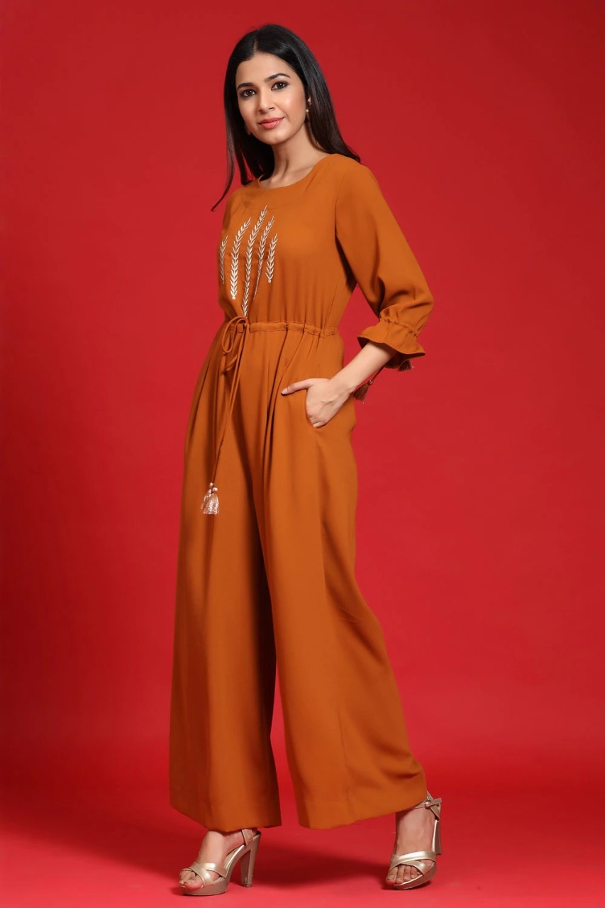 Juniper Polymoss Embroidered Ethnic Jumpsuit