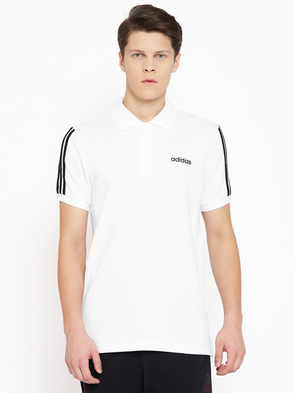 ADIDAS Men White Camiseta Polo 3S Collar T-shirt