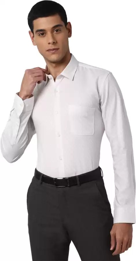 PETER ENGLAND  Men Slim Fit Self Design Spread Collar Formal Shirt