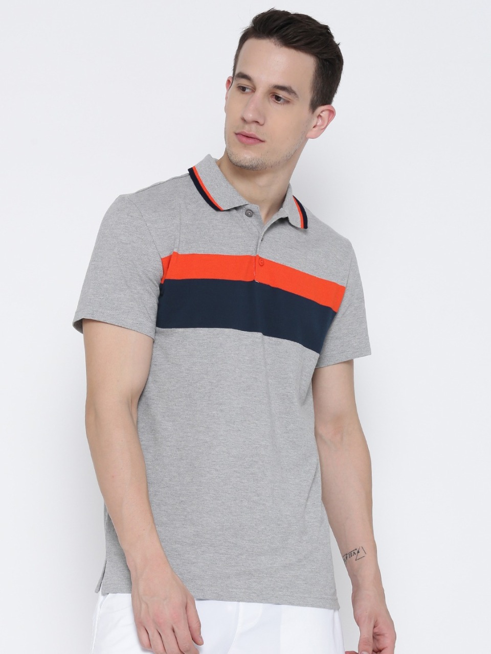 ADIDAS Men TP YD ST 2 Striped Polo Collar T-shirt