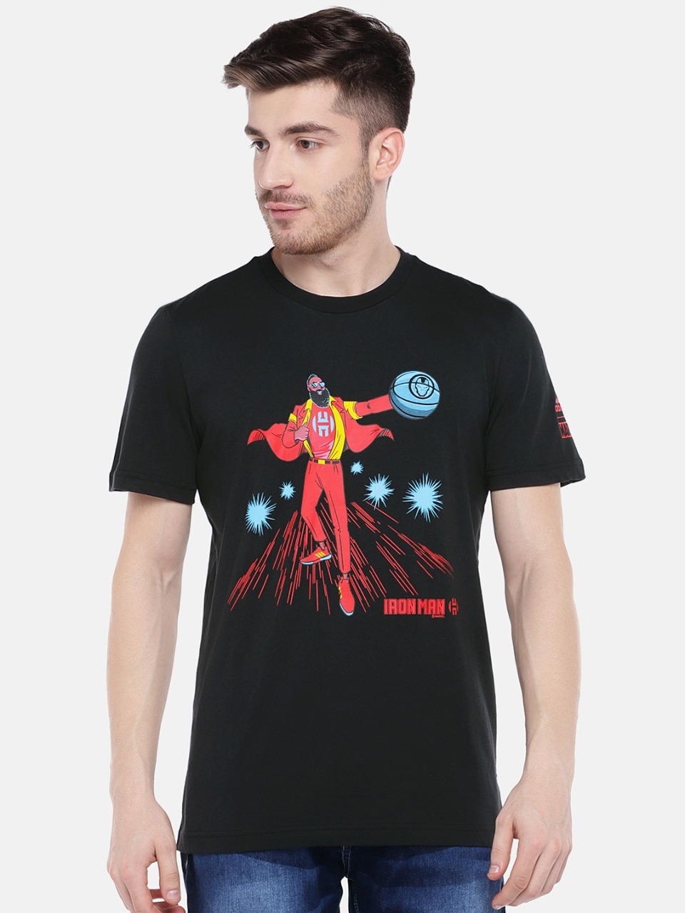 ADIDAS Men Printed Harden Iron Man Basketball T-shirt