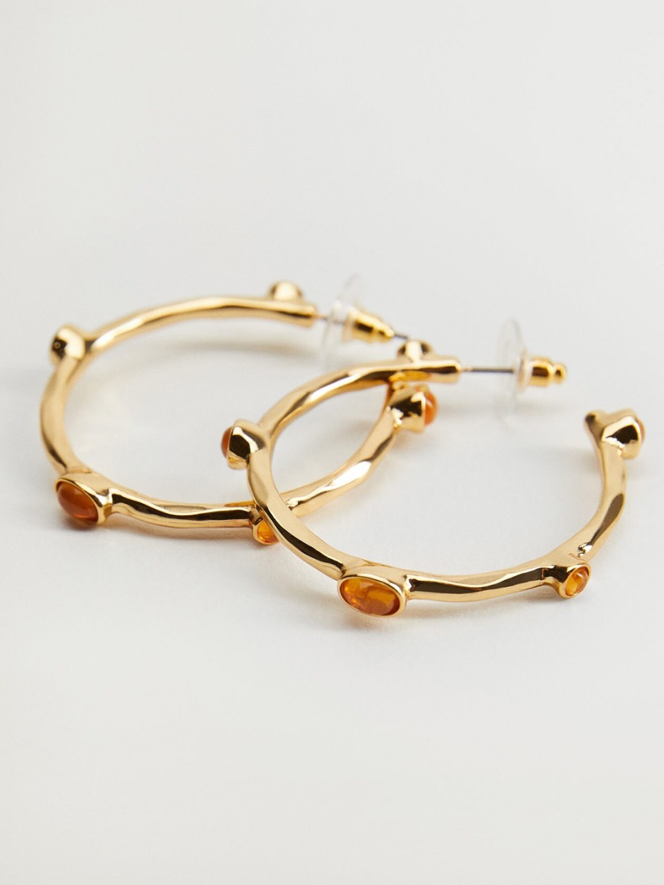 MANGO Studded Crescent Shaped Half Hoop Earrings