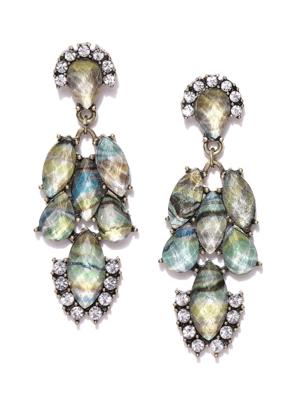 DressBerry Stone-Studded Contemporary Drop Earrings