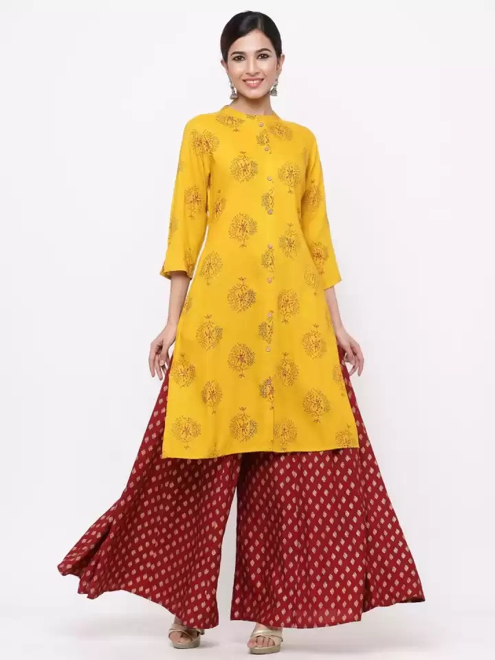 Juniper  Women Printed Rayon Frontslit Kurta