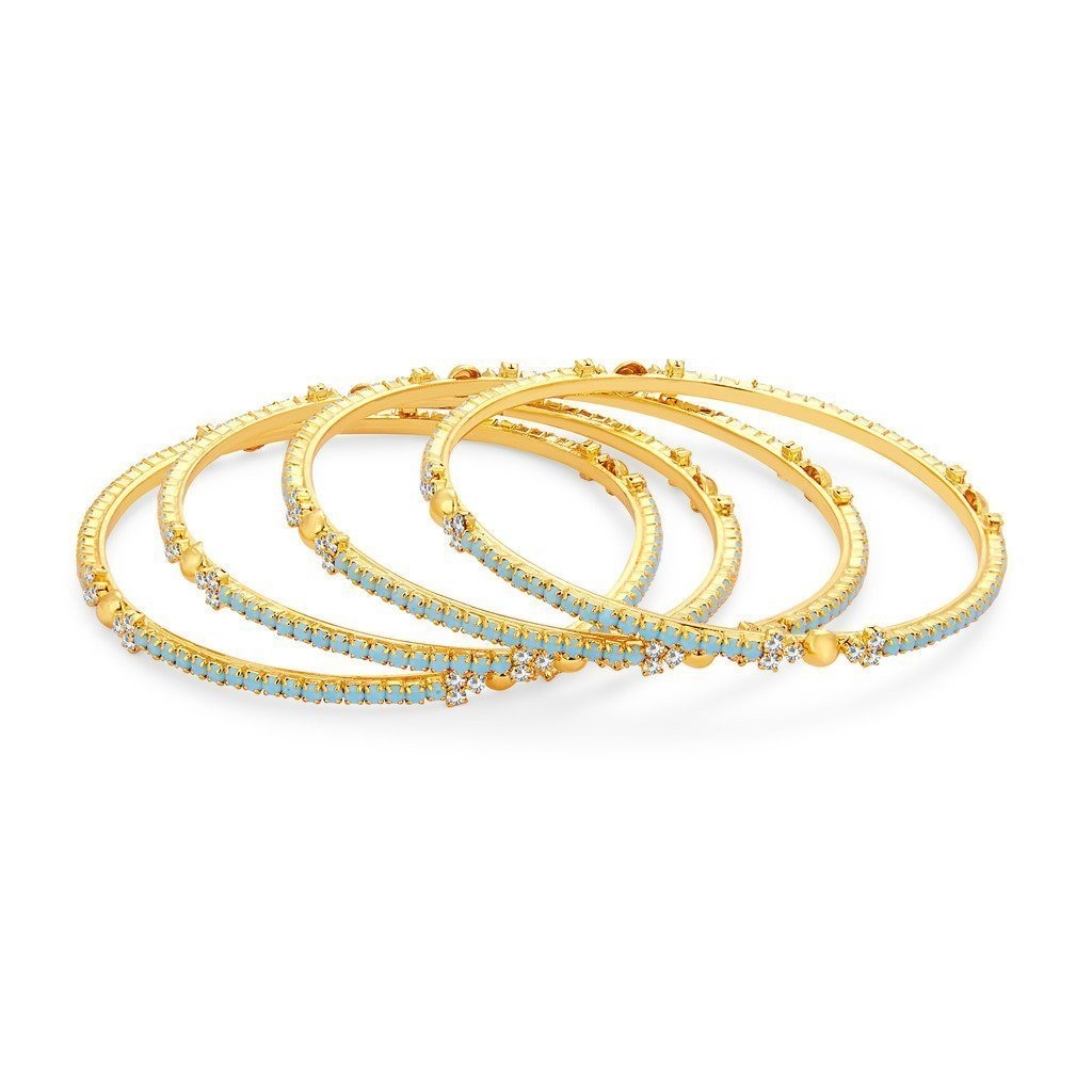 Sukkhi Wavy Stone Gold Plated AD Bangle for Women