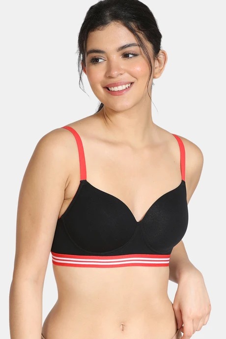 Zivame Sporty Twist Padded Non Wired 3/4th Coverage T-Shirt Bra