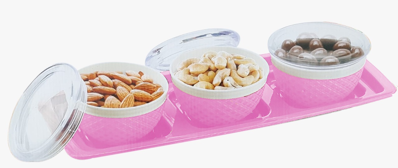 Joyo Decor 3 Dry Fruit Containers With Serving Tray