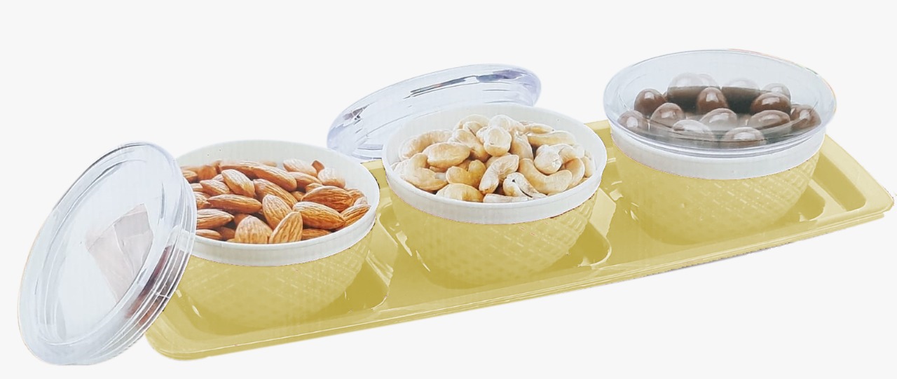 Joyo Decor 3 Dry Fruit Containers With Serving Tray