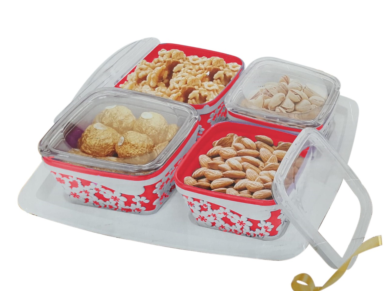 Joyo Daisy Dream 4 Pcs Dry Fruit Container With Tray Set